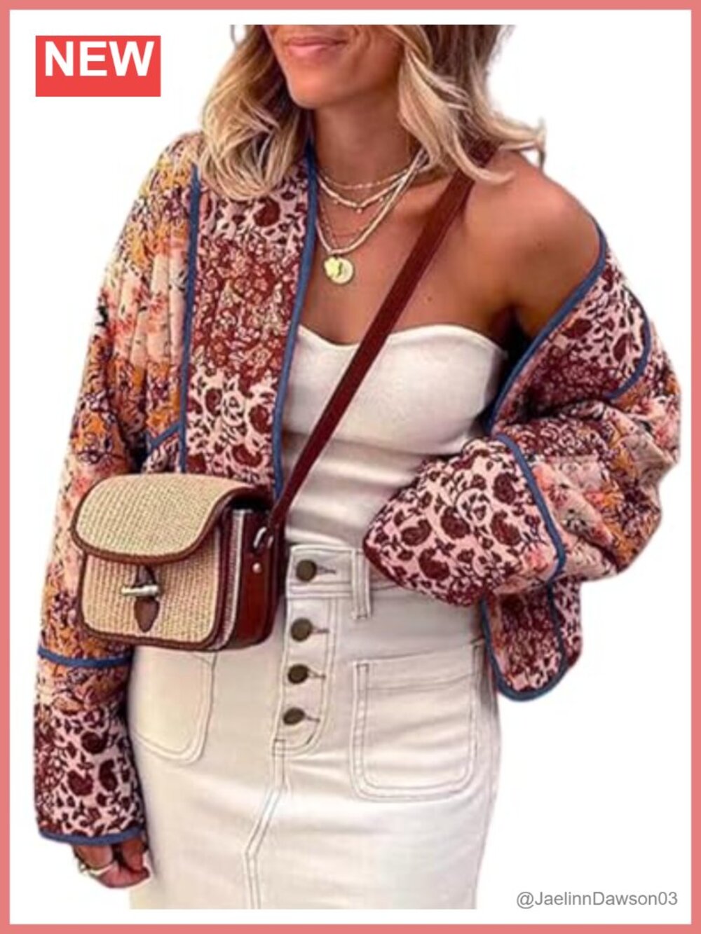 Reversible Floral Quilted Crop Puffer Coat Jacket